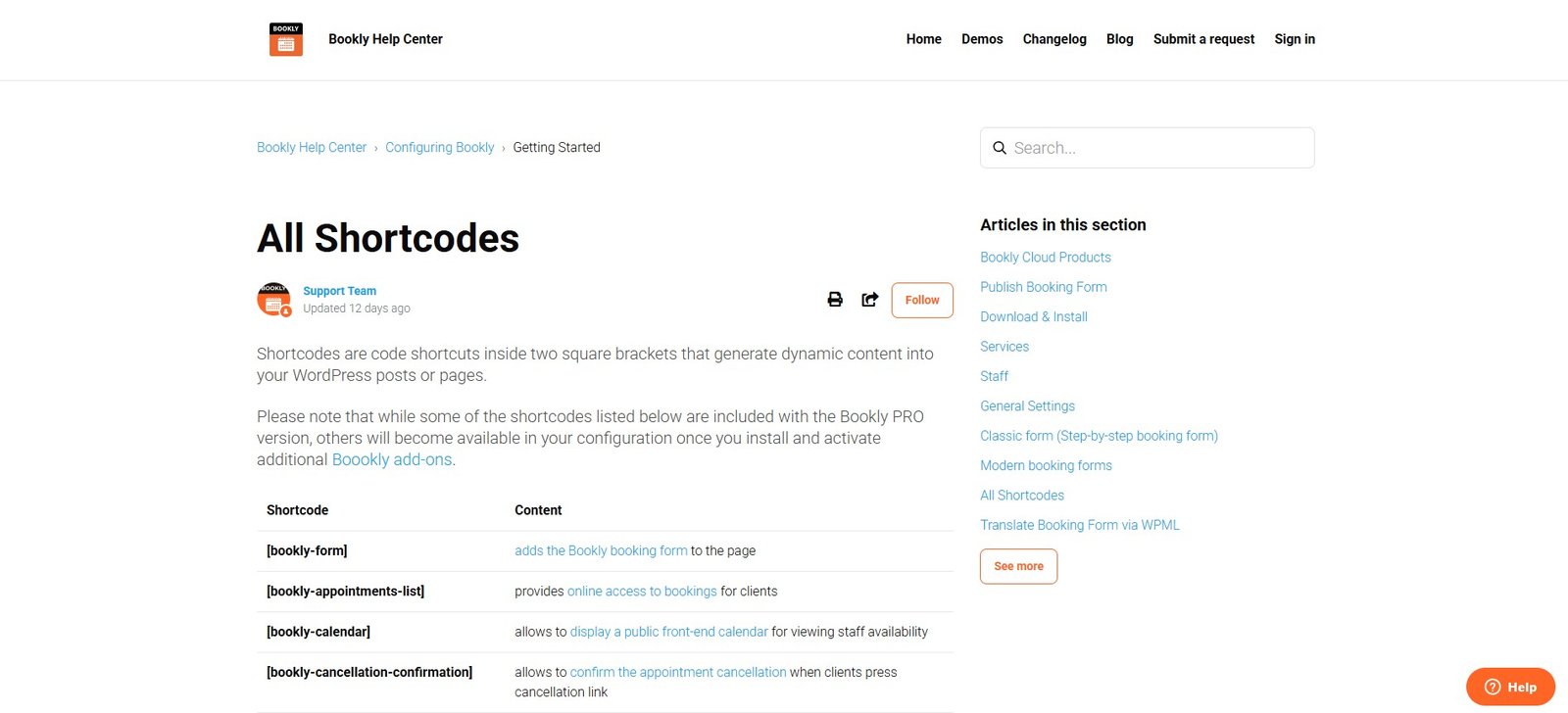 Bookly - All Shortcodes