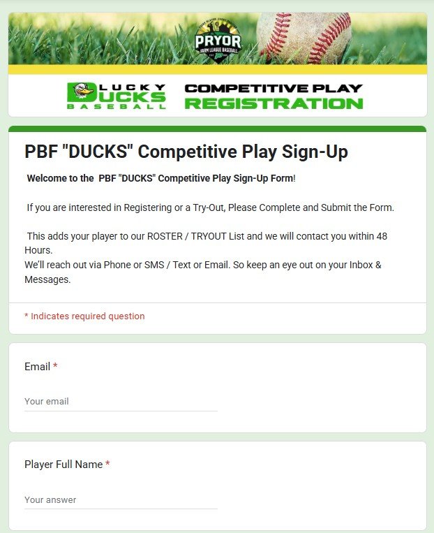 PBF Ducks Competitive Play Google Form